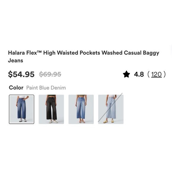 Halara Flex High Waisted Washed Casual Baggy Jeans with Pockets - Picture 2 of 7